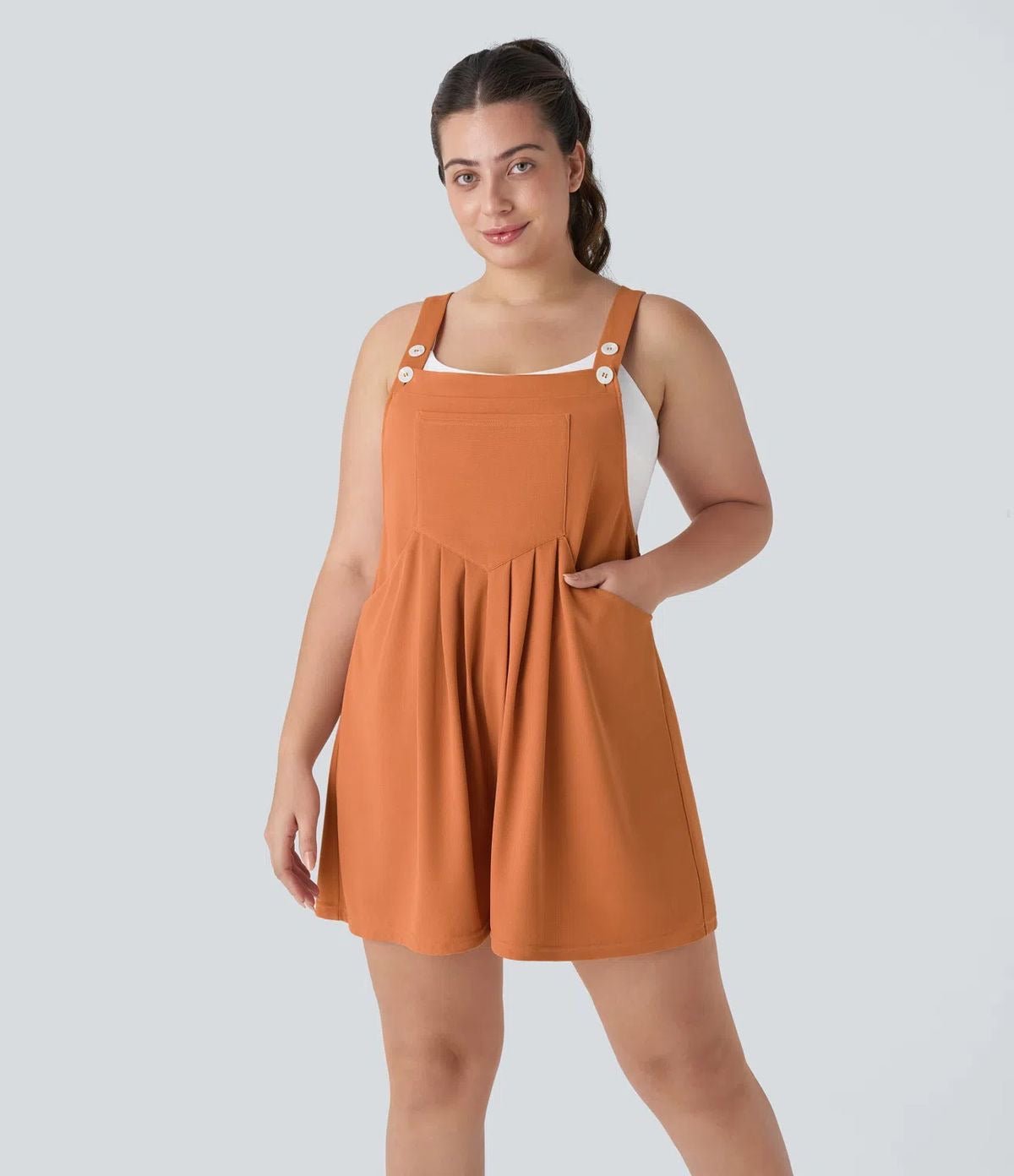 Casual Sleeveless Pinafore Jumpsuit - Overall Romper