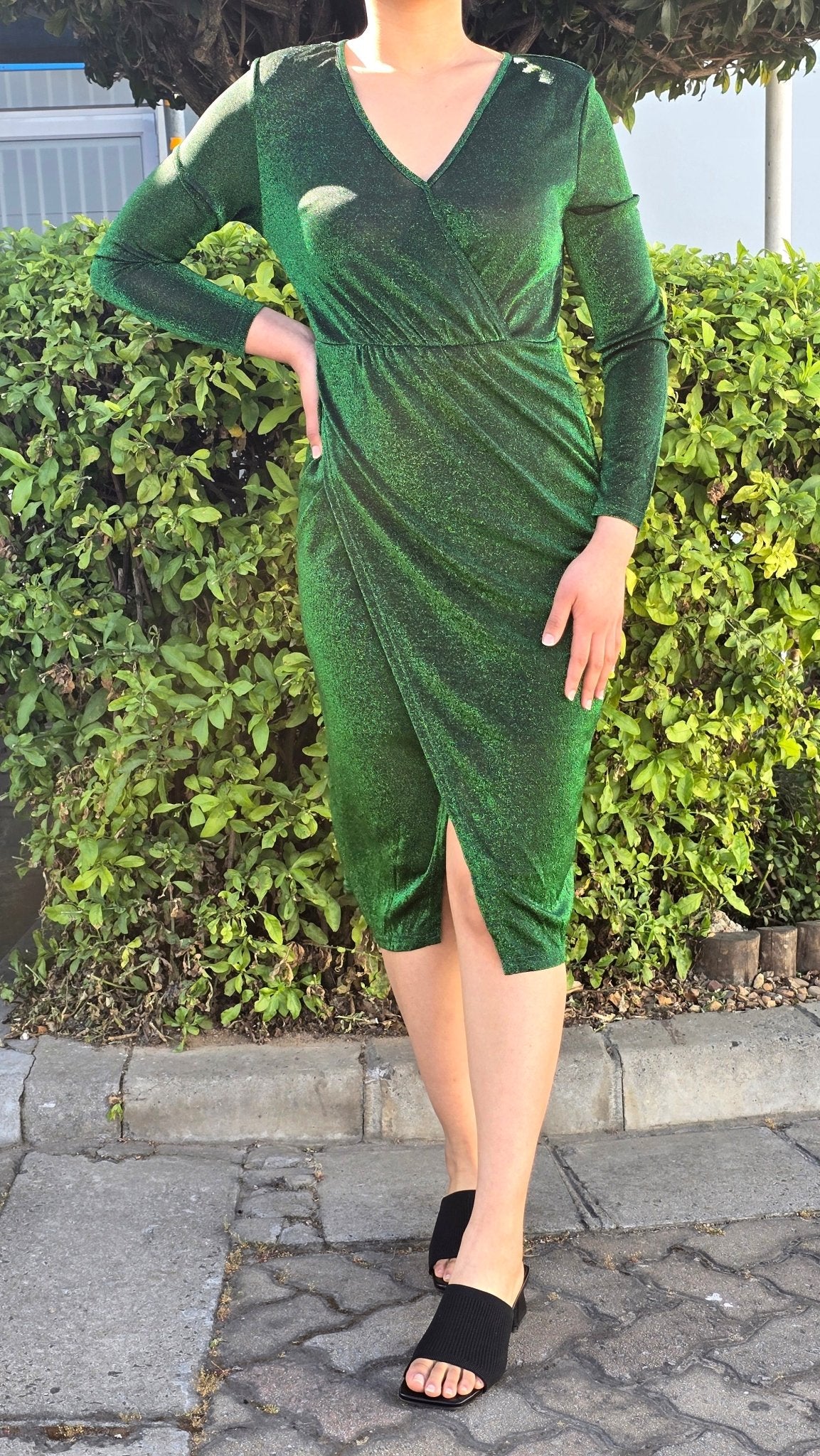 Radiant Beauty  Glittering Wrap Dress for Ultimate Glam