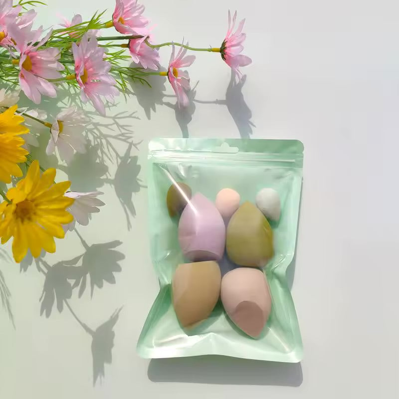 7pc Makeup Sponge Set – Mixed Beauty Blenders in Reusable Pouch