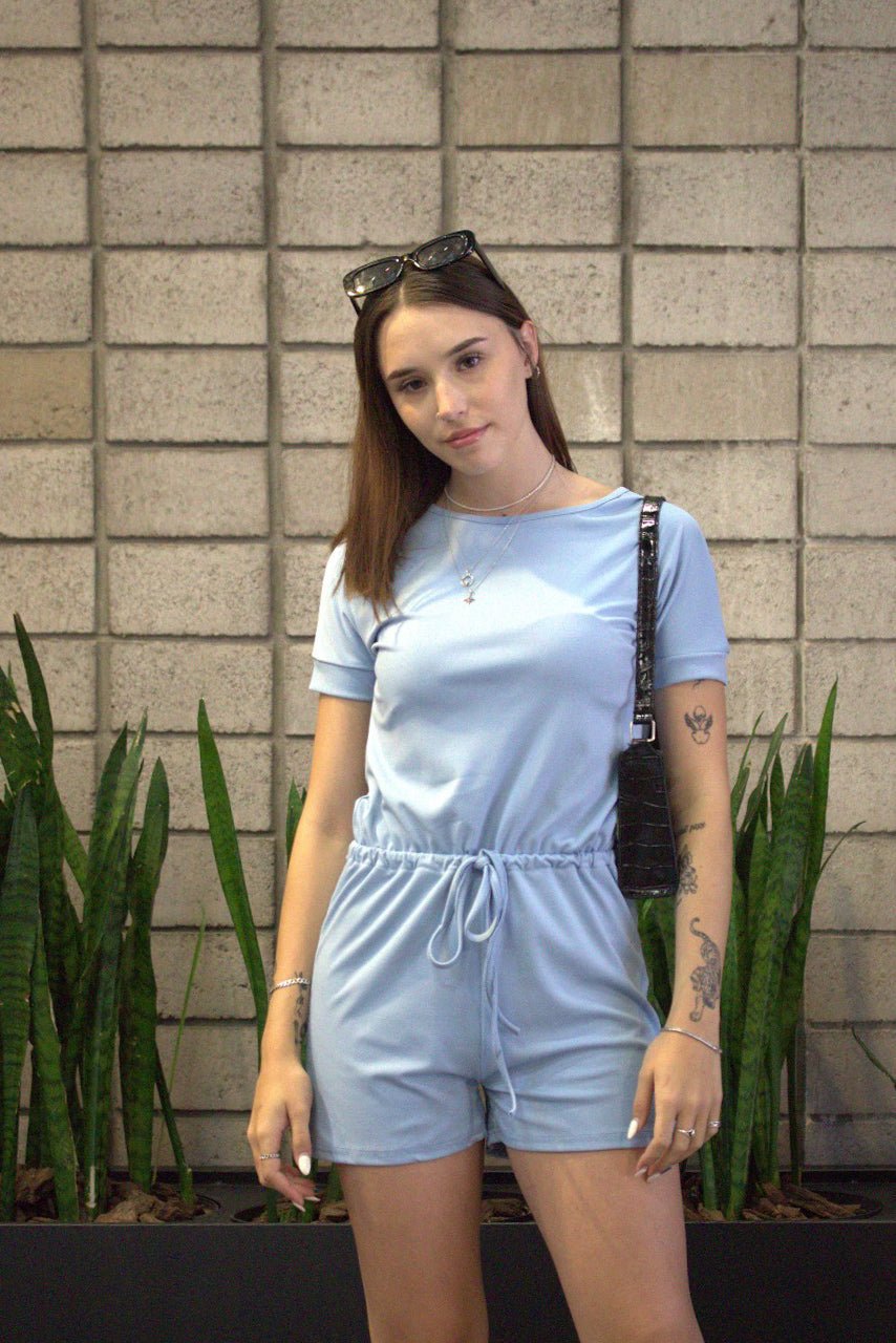 Drawstring Shorts Jumpsuit Romper