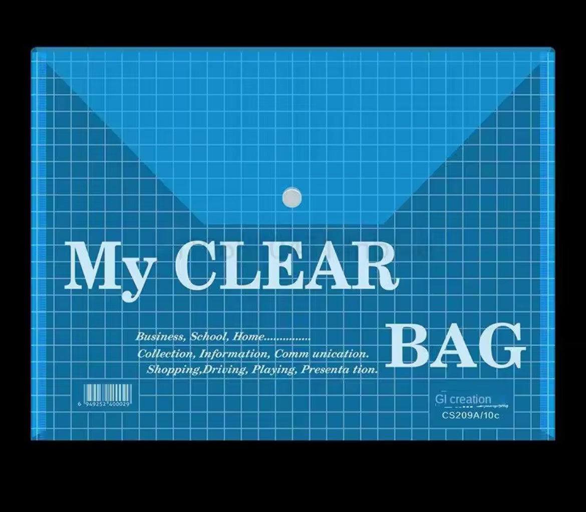2mm Thick Color Student Folder Stationery Bag Button A4 File Bag XD21