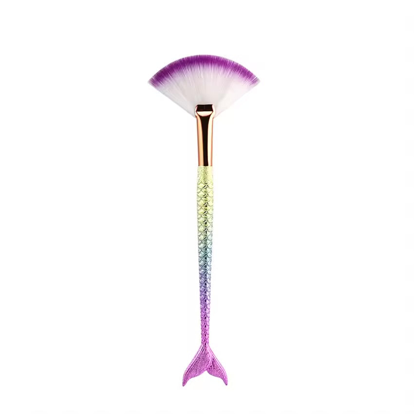 Mermaid Handle Fan Brush – 1pc (Random Colour)