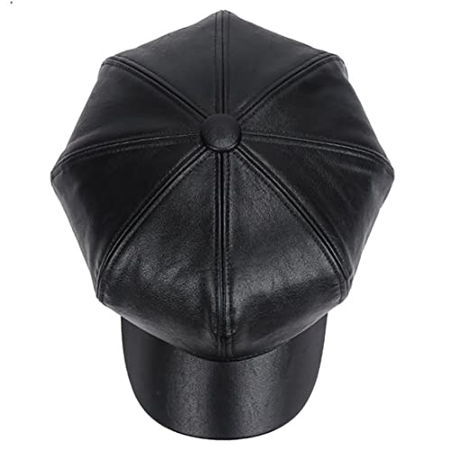 PU Leather Newsboy Cap – Vintage Style Baker Boy Hat