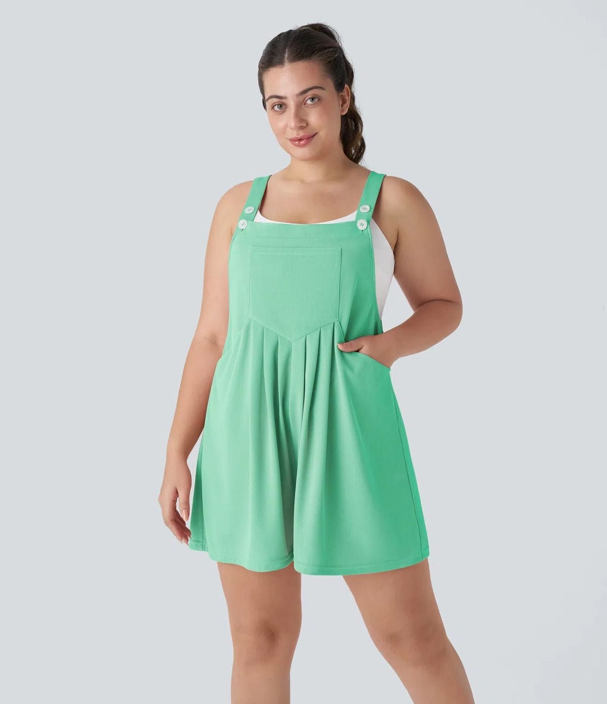 Casual Sleeveless Pinafore Jumpsuit - Overall Romper