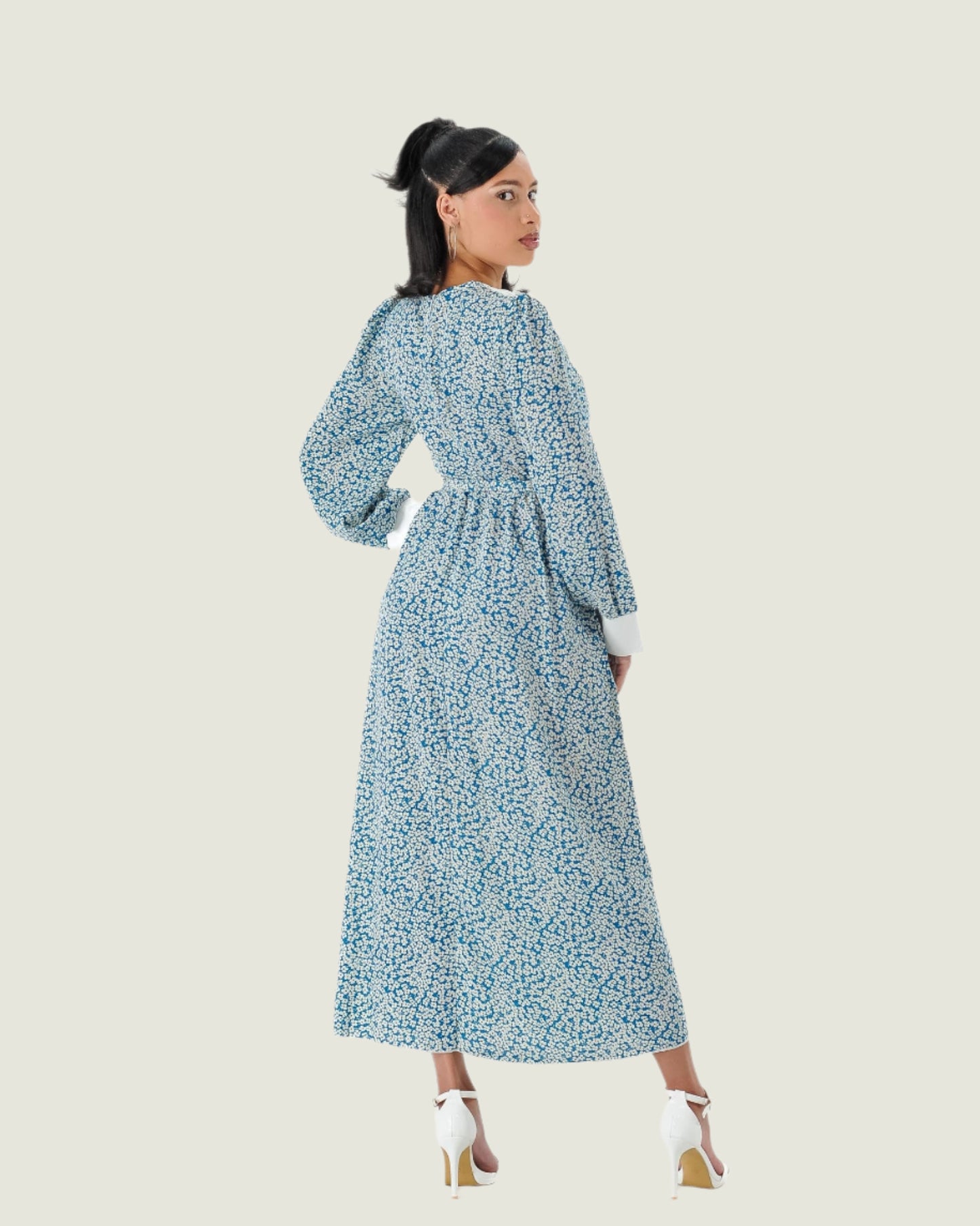 Elegant Victorian-Inspired Midi Dress - Timeless Feminine Prairie Style