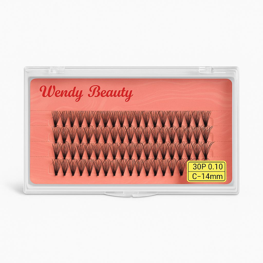 Wendy Beauty 30P C-Curl Lash Extensions – 14mm (0.10 Thickness)