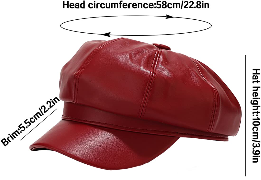 PU Leather Newsboy Cap – Vintage Style Baker Boy Hat