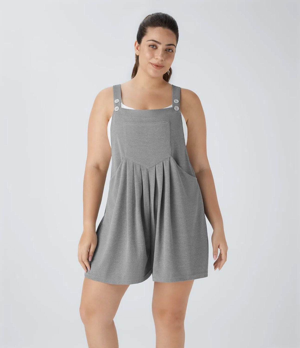 Casual Sleeveless Pinafore Jumpsuit - Overall Romper