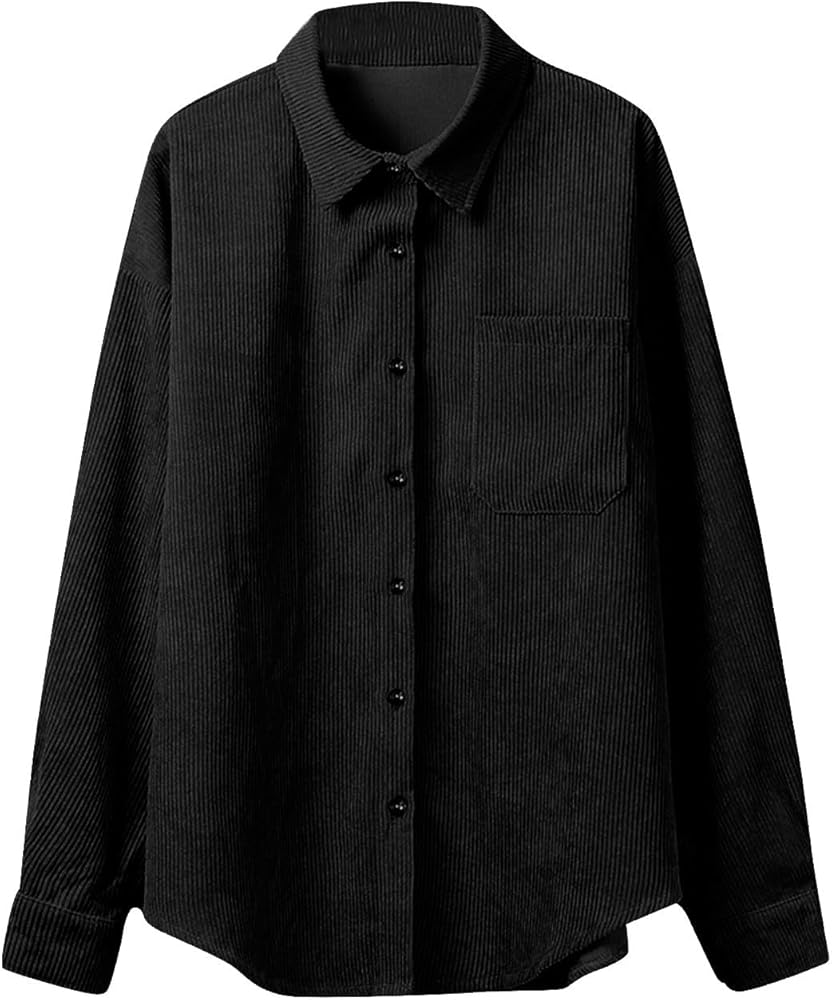 Corduroy Button-Up Shirt – Soft Textured Oversized Fit