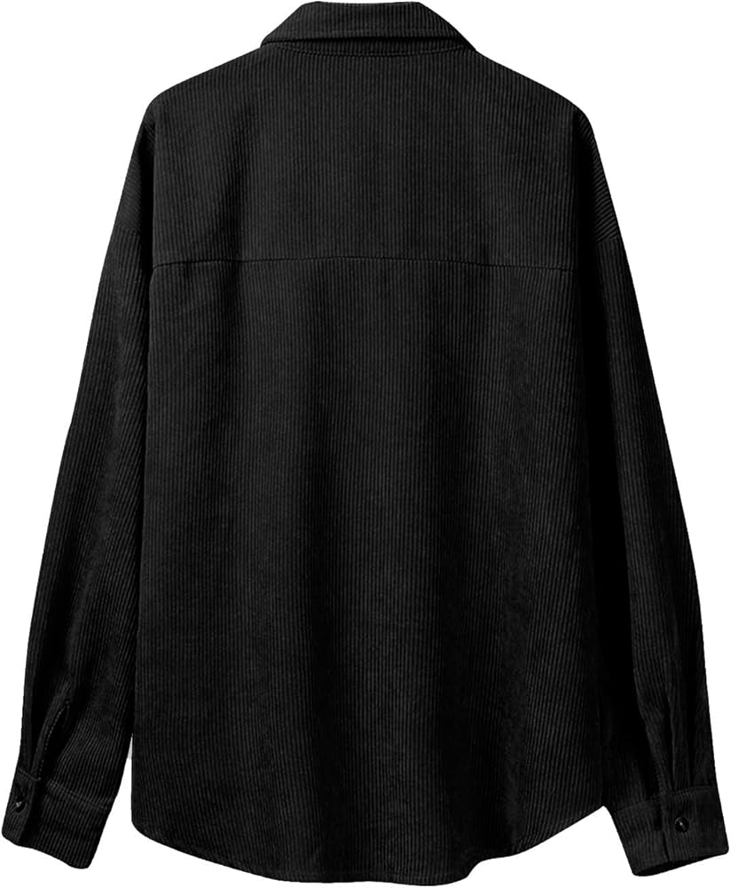 Corduroy Button-Up Shirt – Soft Textured Oversized Fit