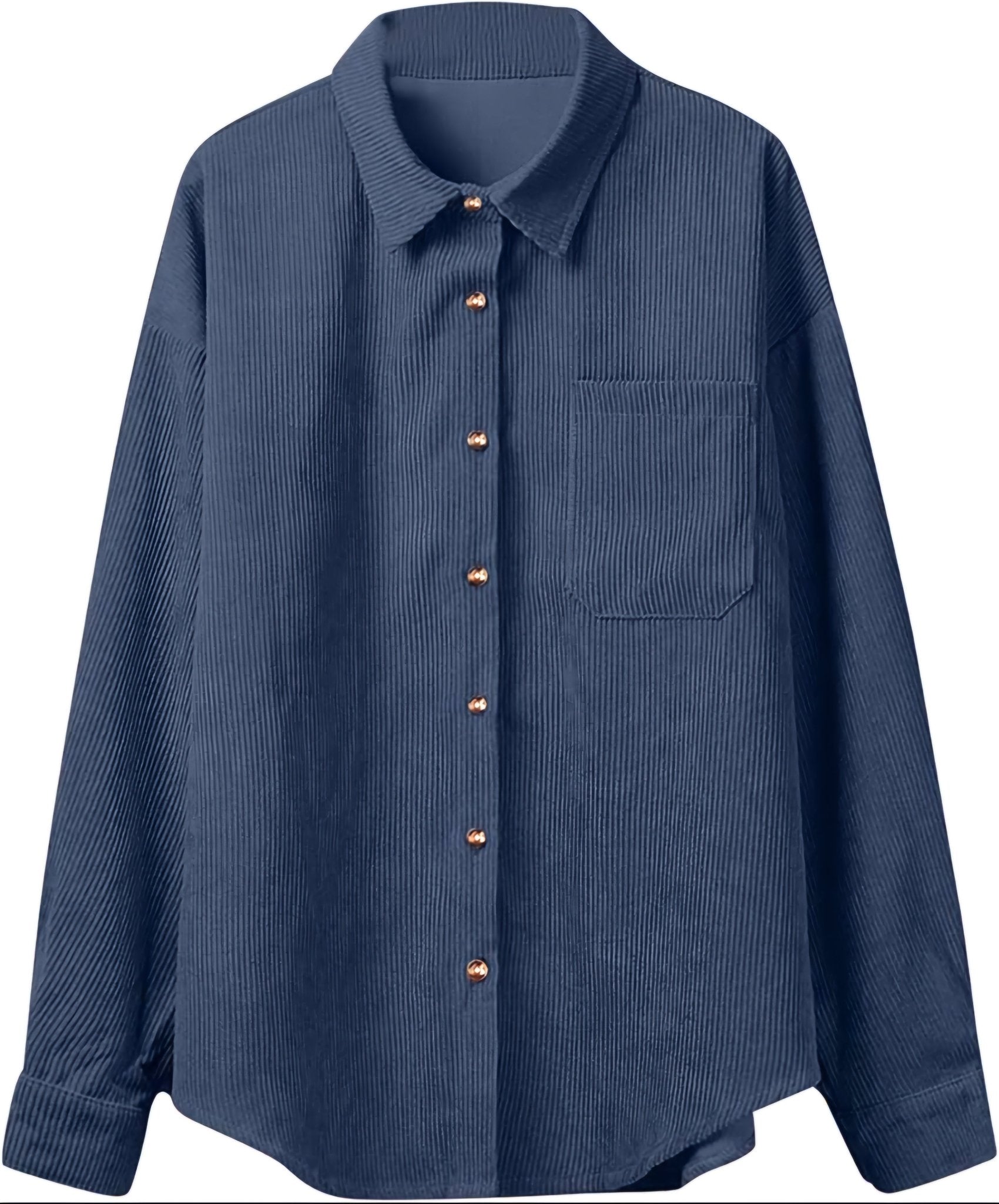 Corduroy Button-Up Shirt – Soft Textured Oversized Fit