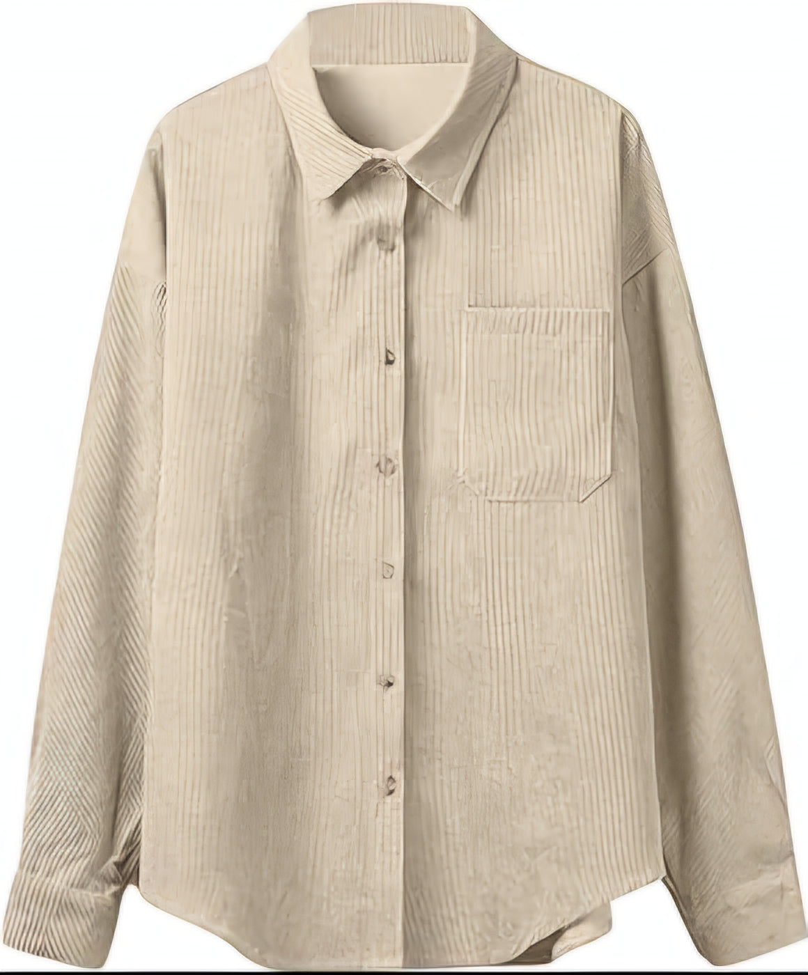 Corduroy Button-Up Shirt – Soft Textured Oversized Fit