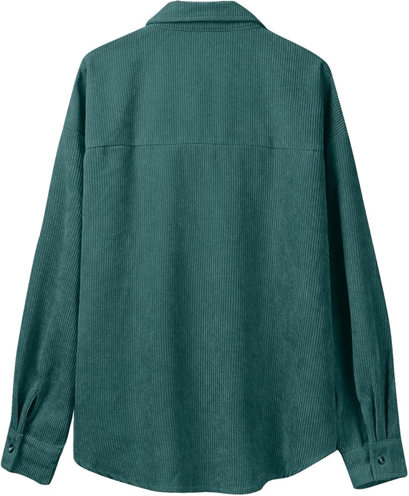 Corduroy Button-Up Shirt – Soft Textured Oversized Fit