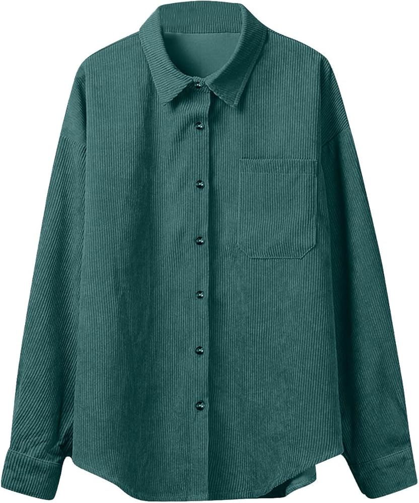 Corduroy Button-Up Shirt – Soft Textured Oversized Fit