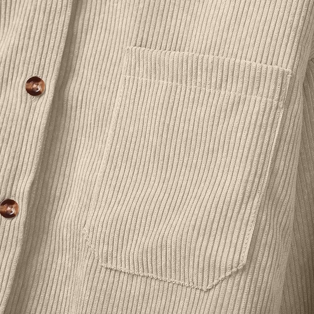 Corduroy Button-Up Shirt – Soft Textured Oversized Fit