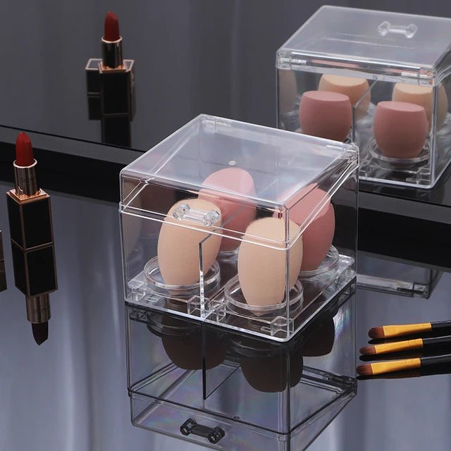 Acrylic Cotton Swab Holder - Clear & Portable Makeup Organizer