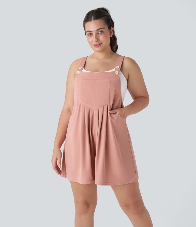 Casual Sleeveless Pinafore Jumpsuit - Overall Romper