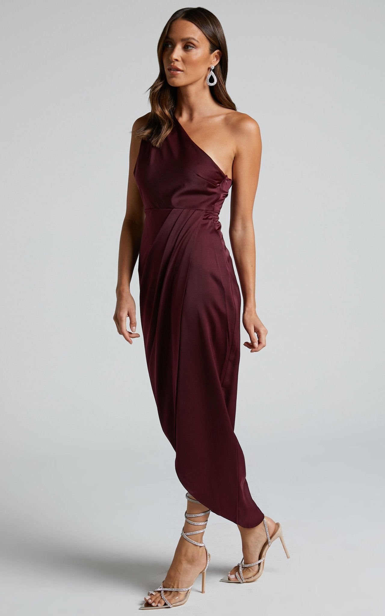 One Shoulder Dress Satin Bodycon Dress