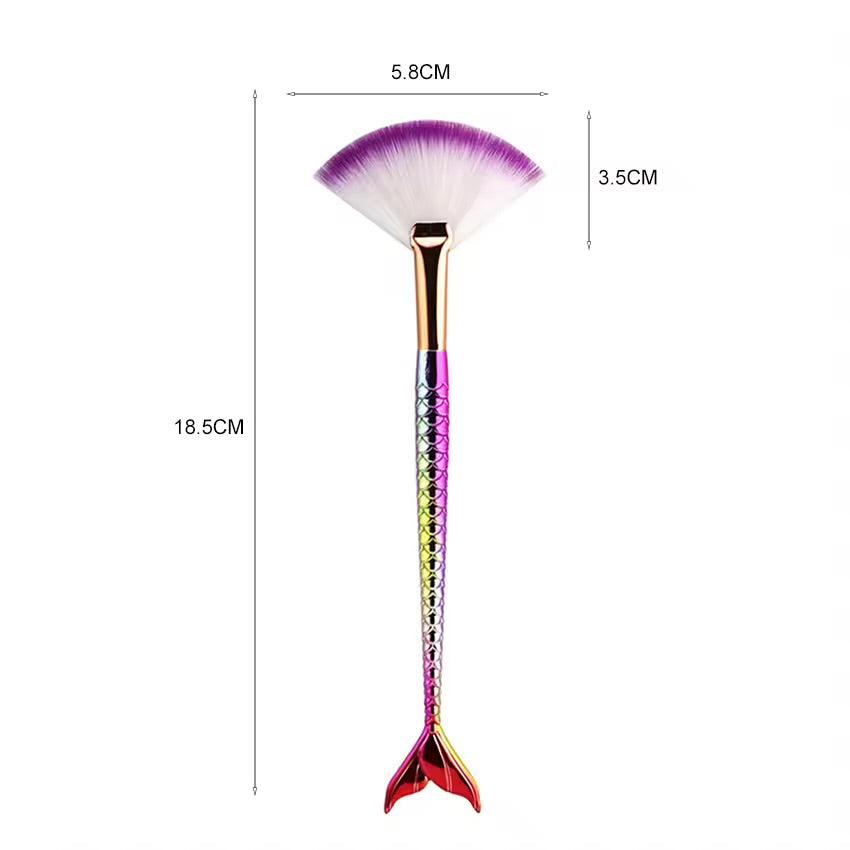 Mermaid Handle Fan Brush – 1pc (Random Colour)