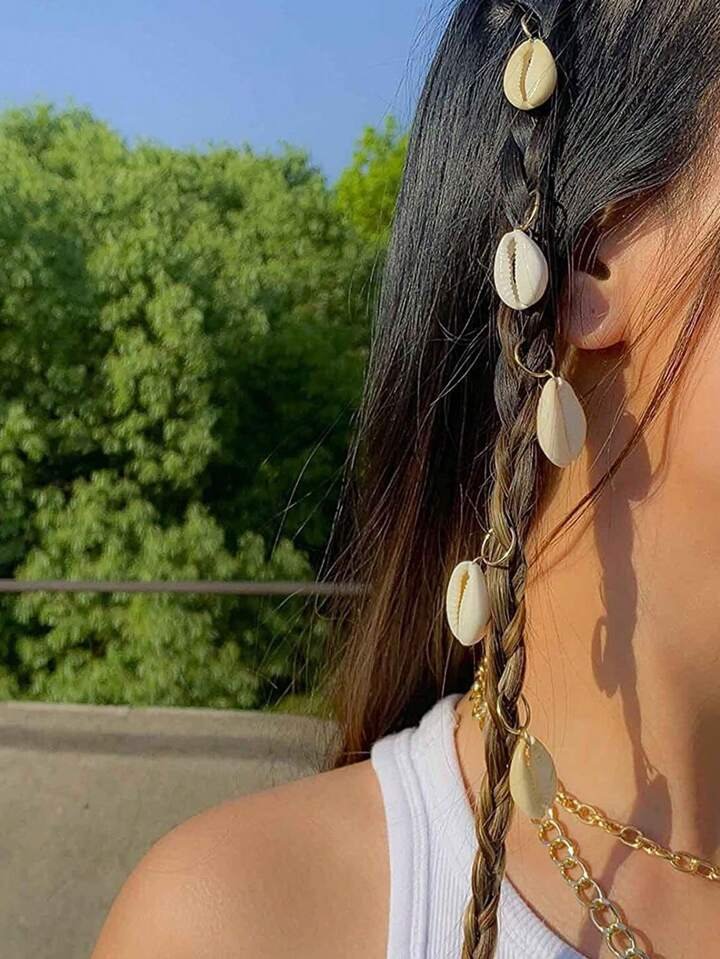 Boho Shell Hair Ring Braid Rings Set – Trendy Hair Accessory for Braids