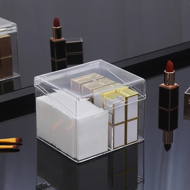 Acrylic Cotton Swab Holder - Clear & Portable Makeup Organizer