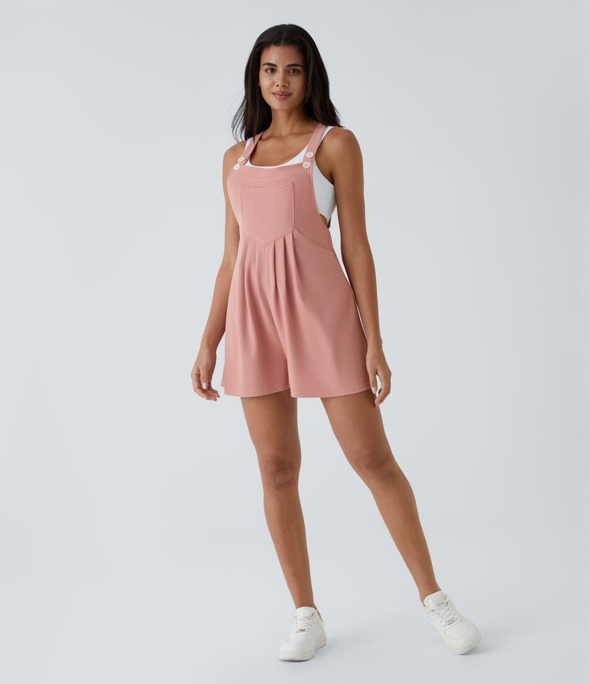 Casual Sleeveless Pinafore Jumpsuit - Overall Romper
