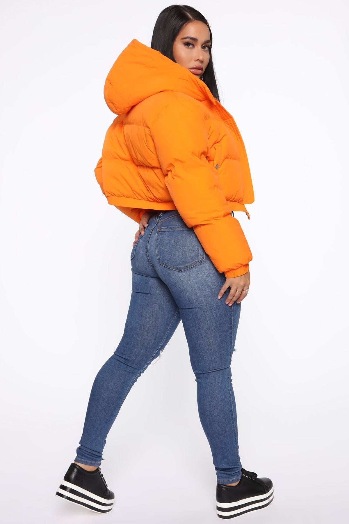 Cropped Puffer Jacket with Hood – Winter Street Style
