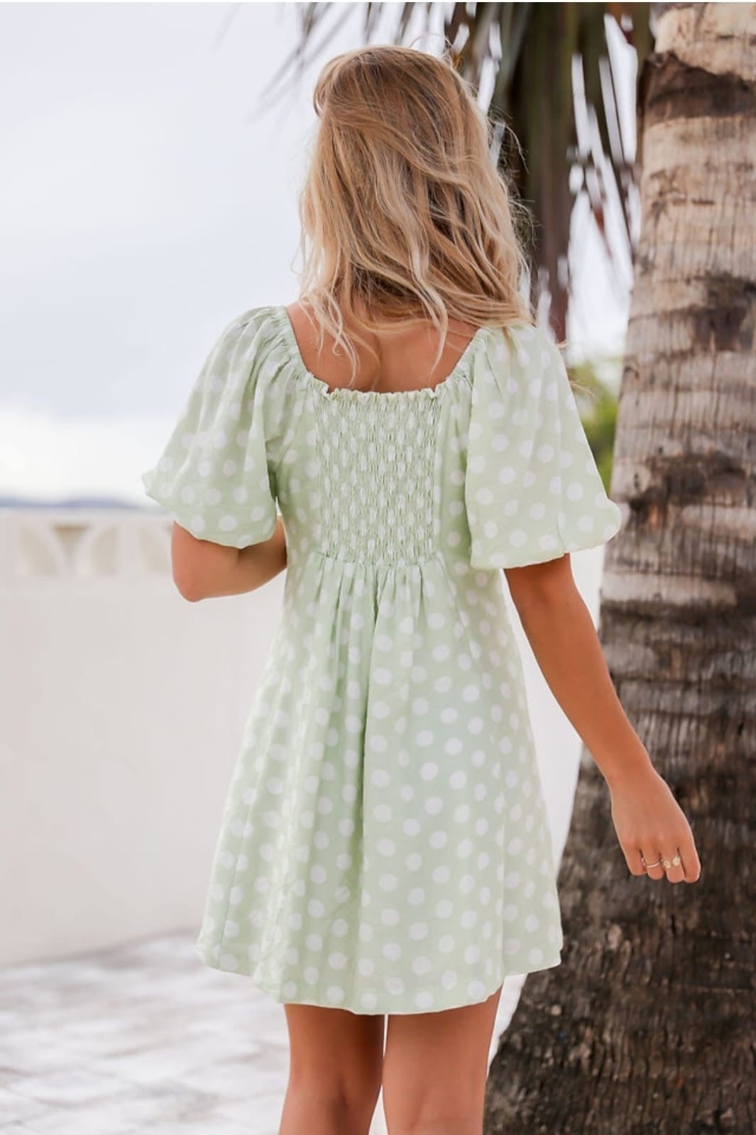 Button Front Ditsy Floral Mini Puff Dress XD21