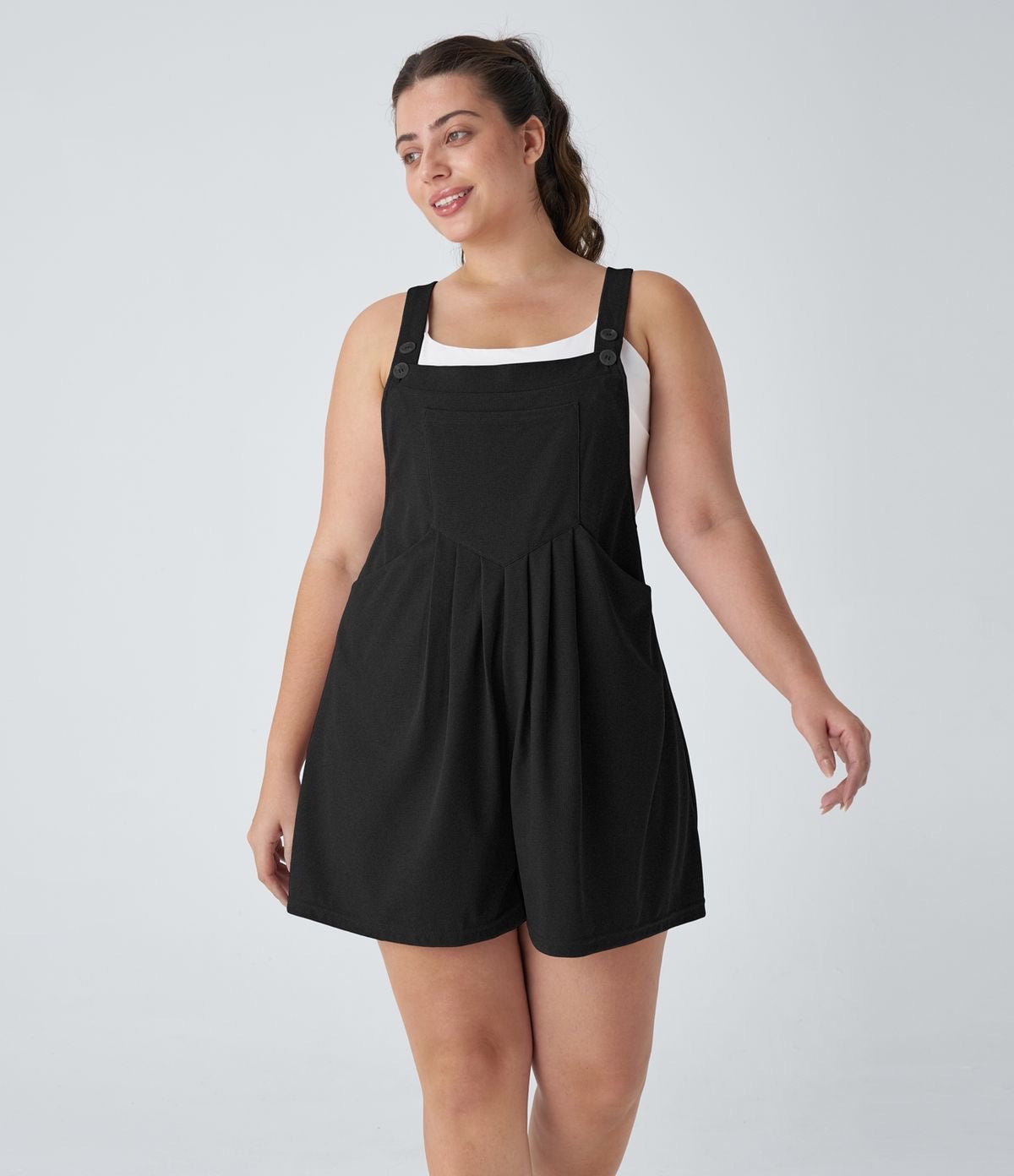 Casual Sleeveless Pinafore Jumpsuit - Overall Romper
