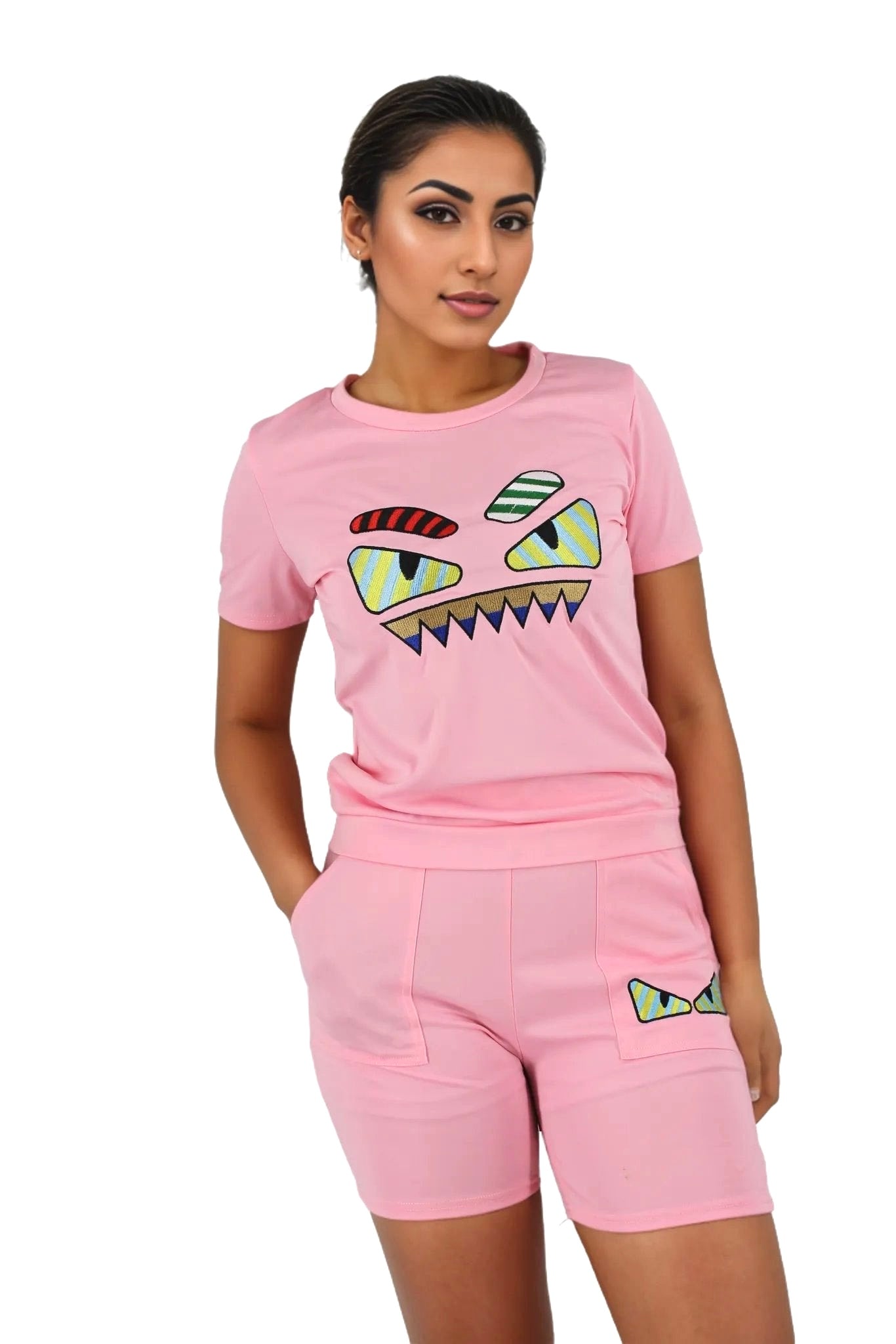 Cartoon Monster Two Piece Top and Shorts Set XD21