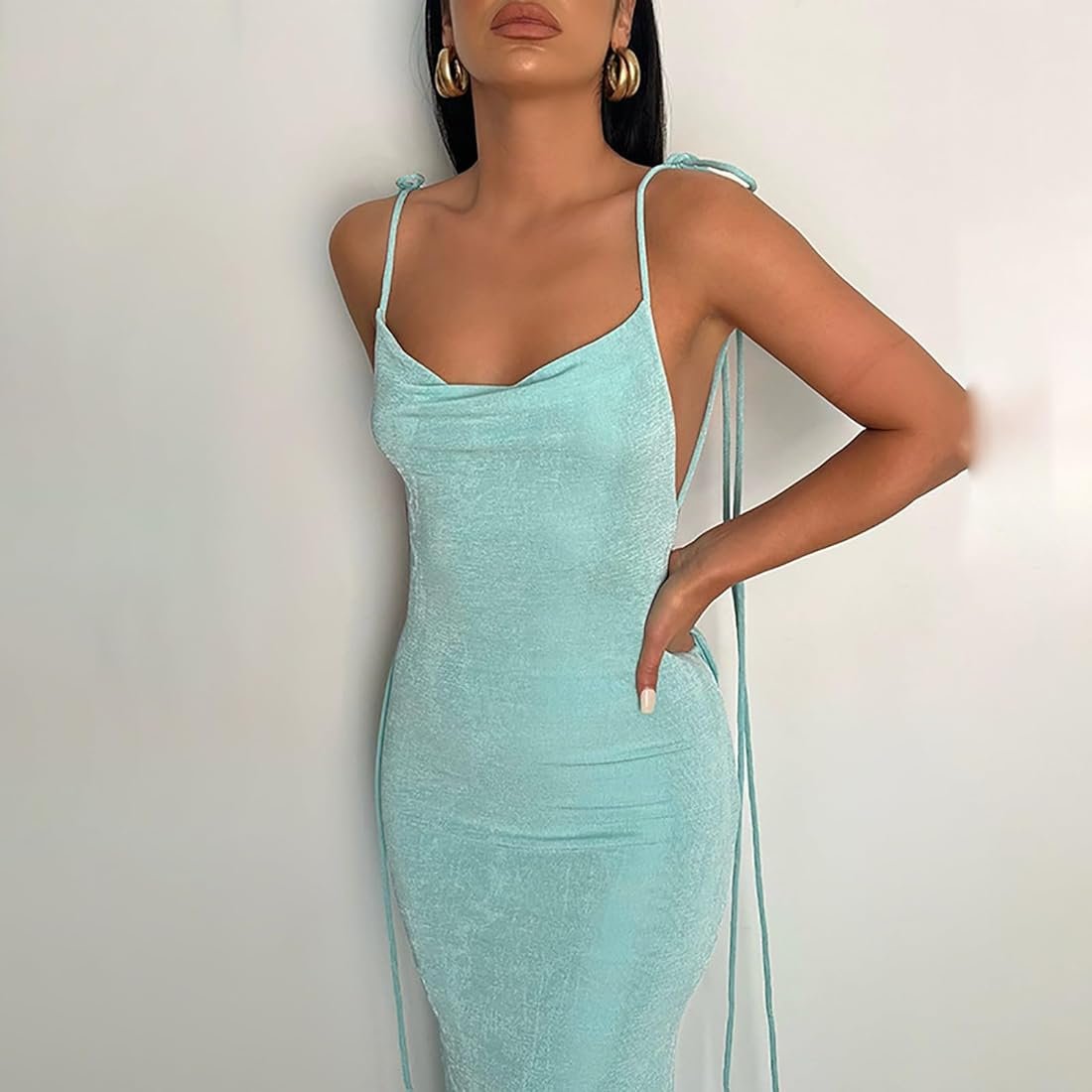 Crisscross Backless Bodycon Sheer Dress - Women's Dresses XD21 Crisscross Backless Bodycon Sheer Dress - Women's Dresses XD21