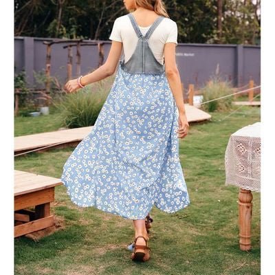 Daisy Dungaree Asymmetrical Maxi Dress XD21