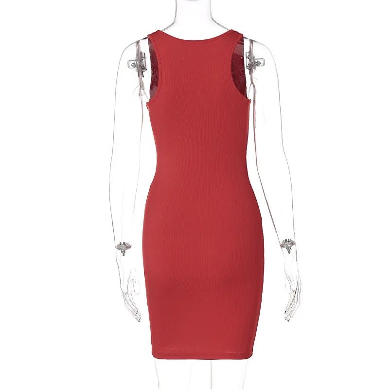 Deep V neck ribbed mini tube dress XD21