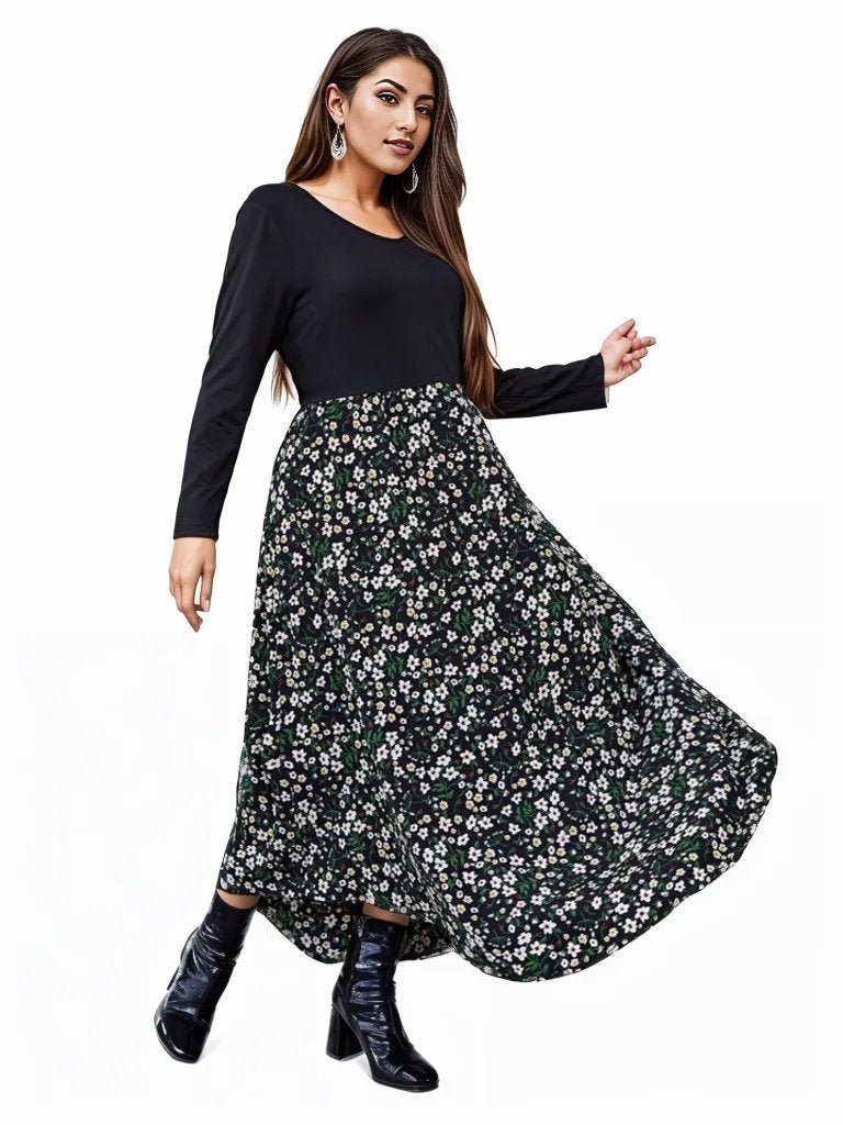 Ditsy Floral maxi dress plus size XD21