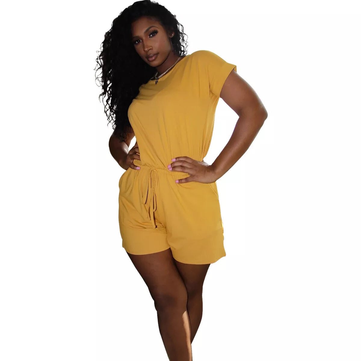Drawstring Shorts Jumpsuit Romper XD21