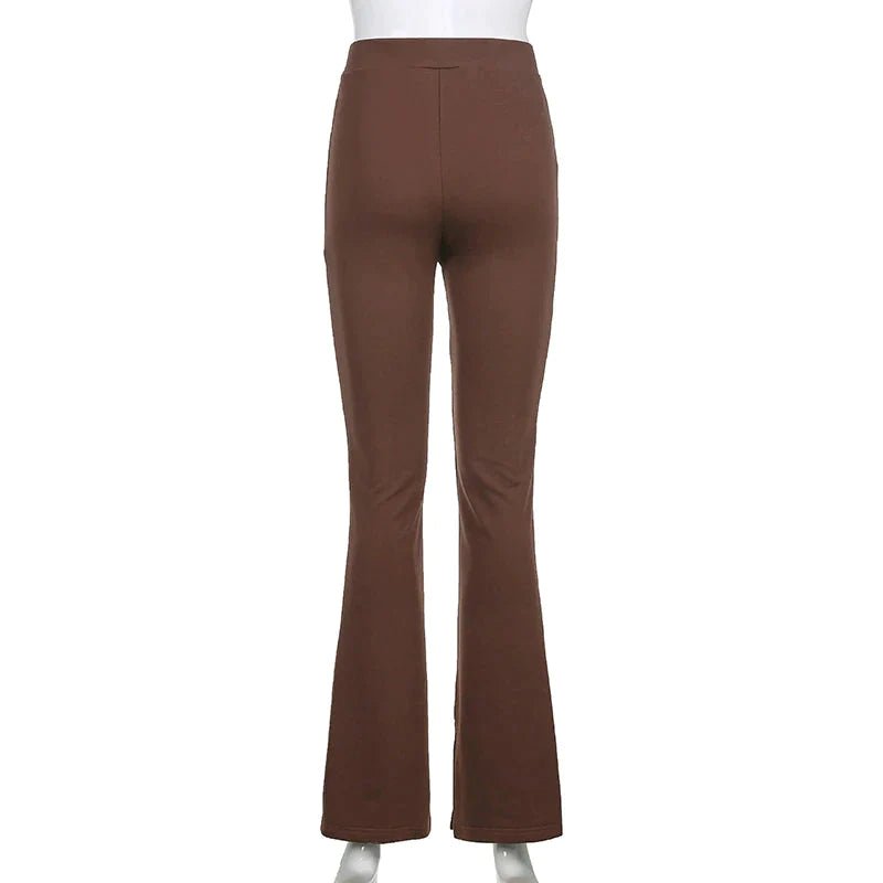 Elastic High Waist Long Trousers Split Side Skinny Pencil Pants - XD21