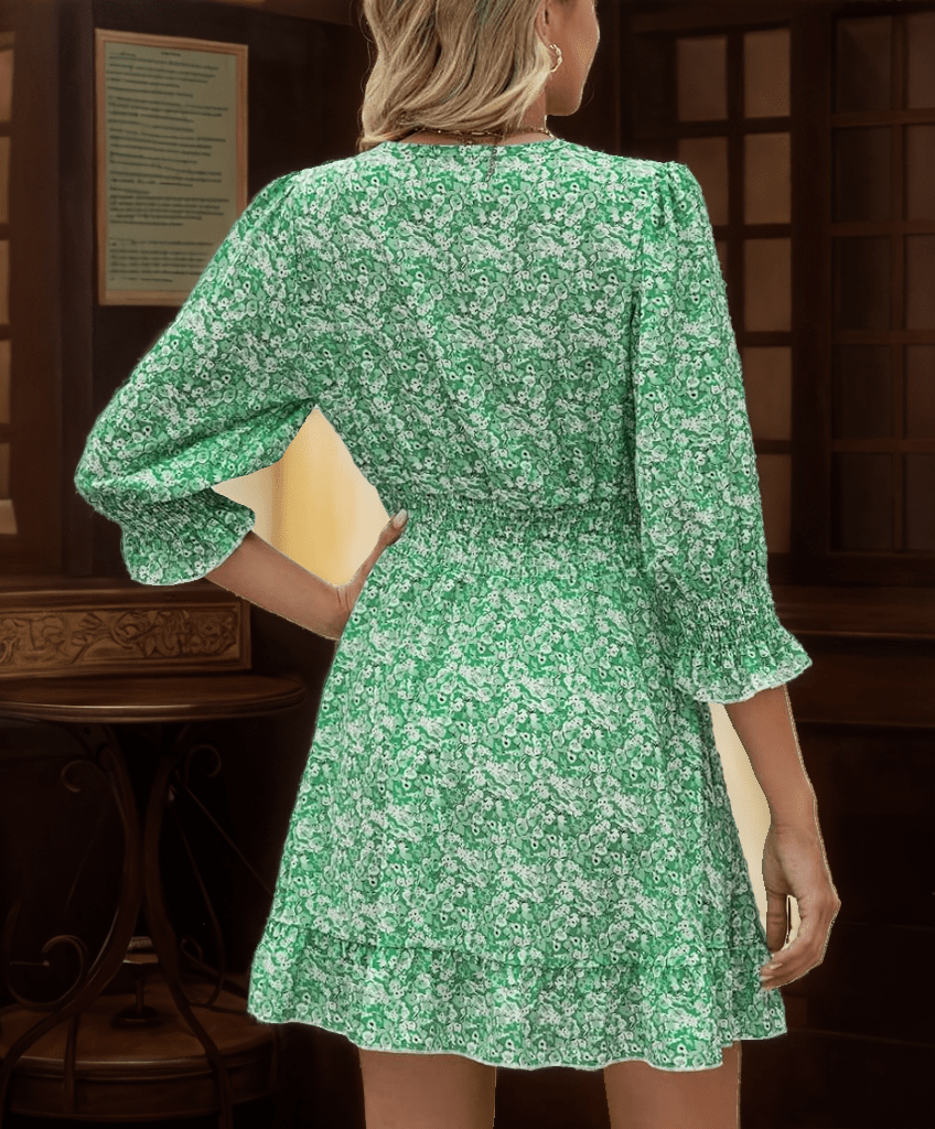 Elastic Waist Ruffle Floral Mini Dress XD21
