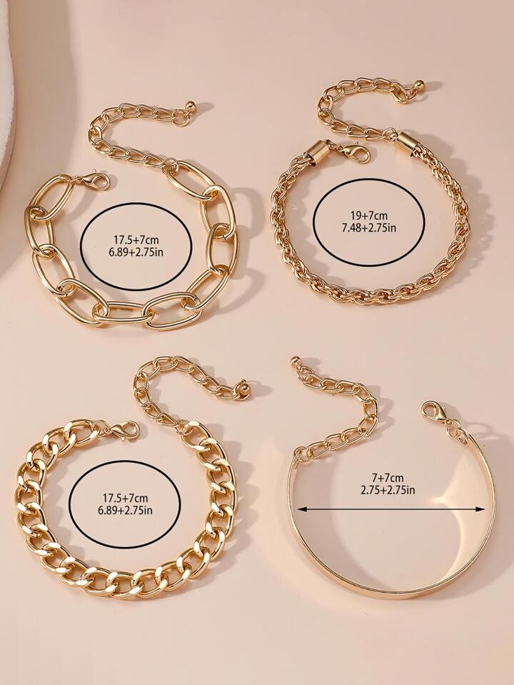 Fashion Minimalist Chain Bracelet 4pcs XD21