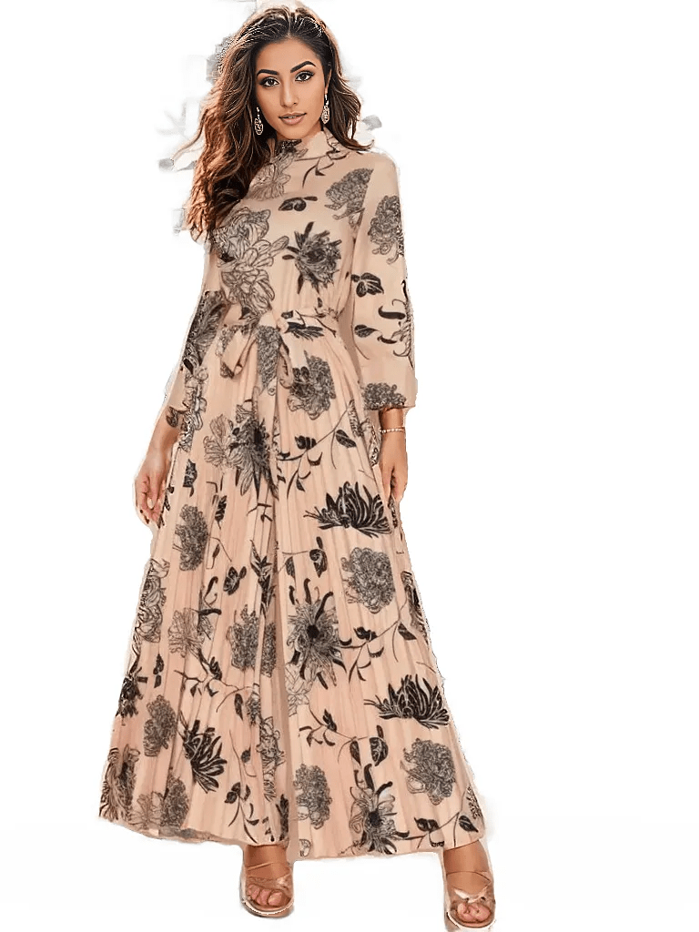 Floral Printed Jumpsuit With Sleeves XD21
