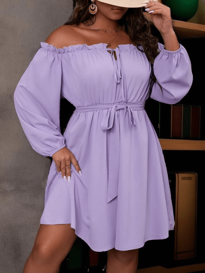 Frill off shoulder mini dress without belt XD21