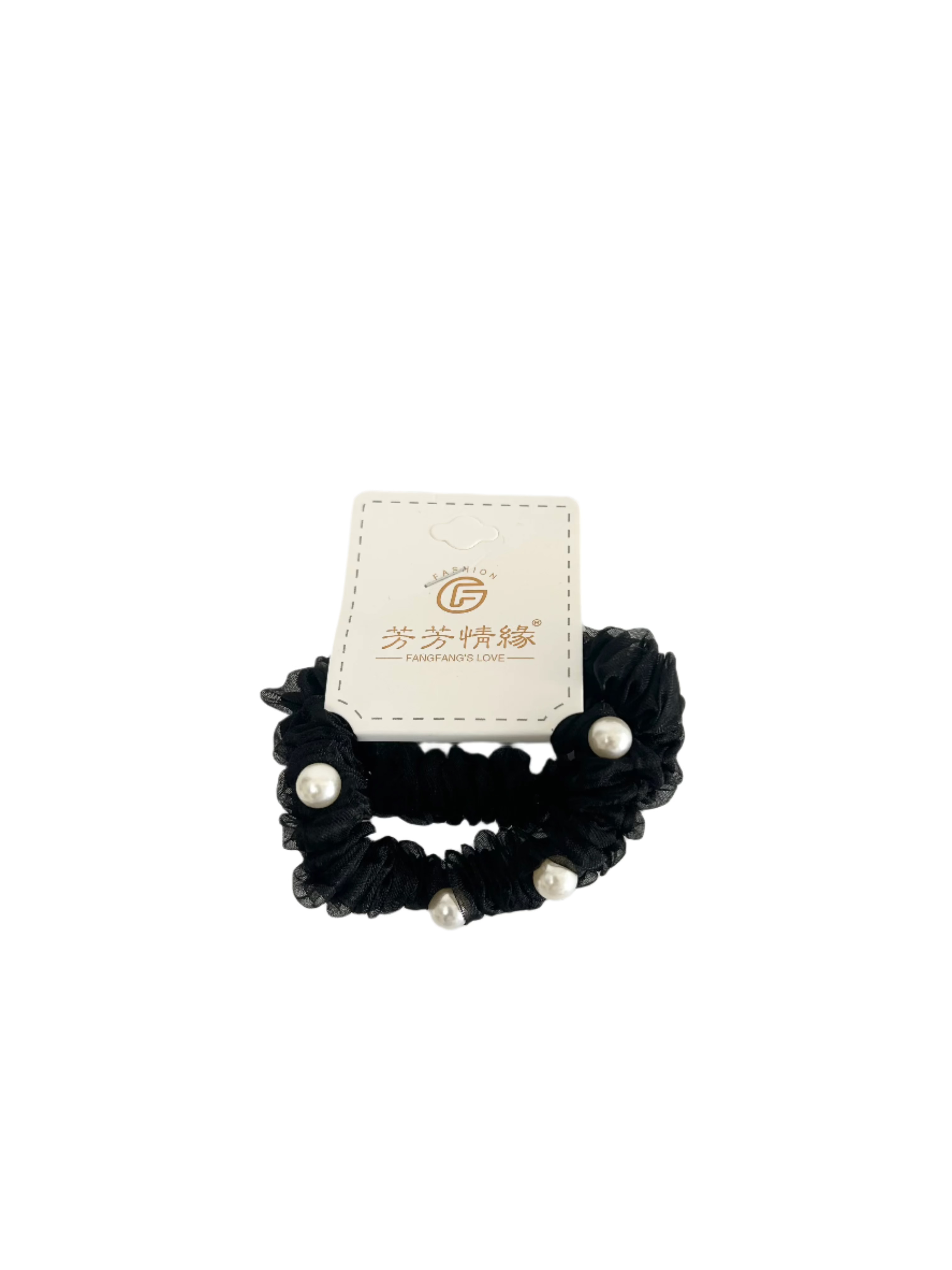 Faux Pearls Meshed 2Pc Hair Scrunchies - Elegant and Stylish Hair Accessories!