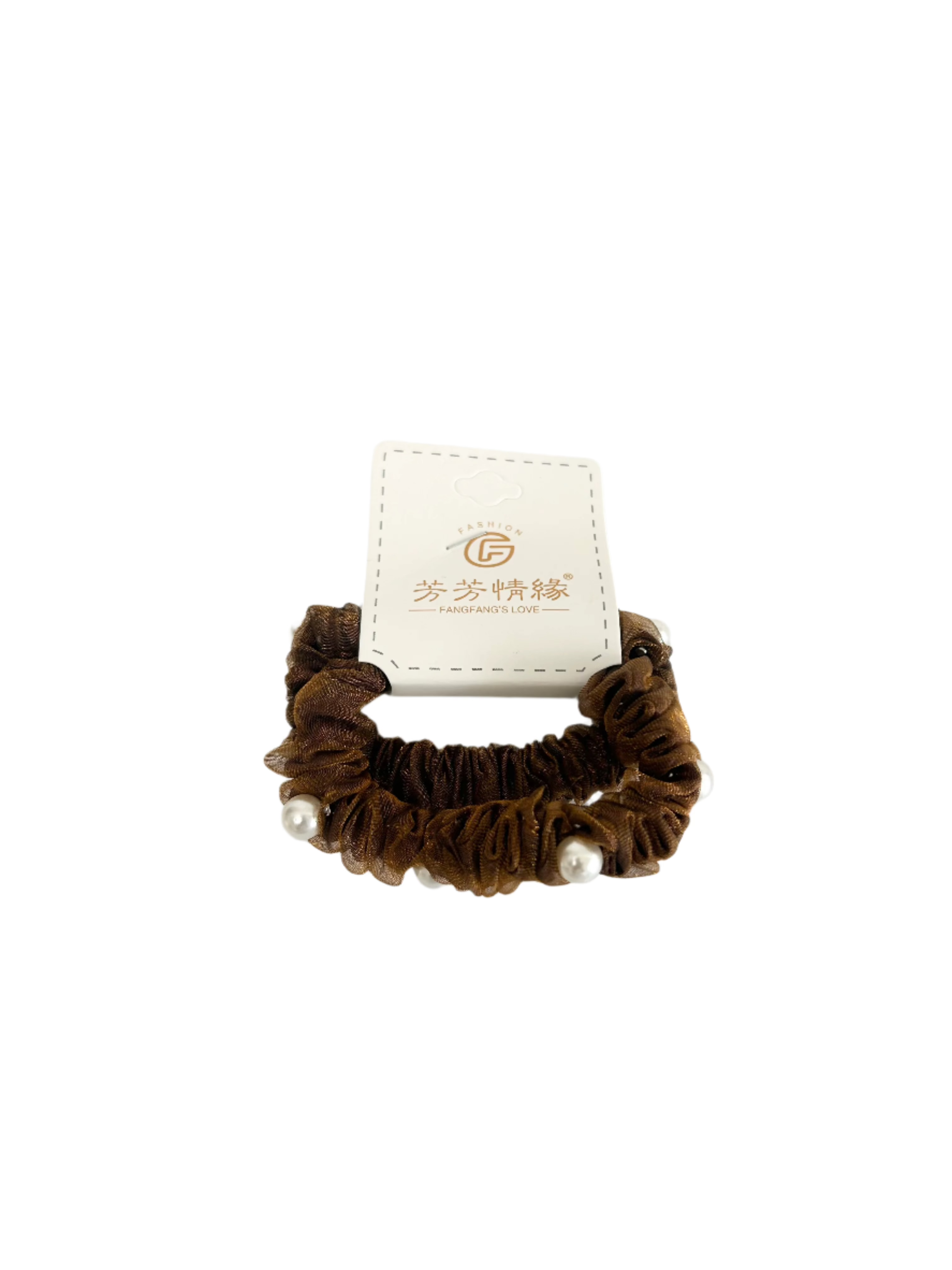 Faux Pearls Meshed 2Pc Hair Scrunchies - Elegant and Stylish Hair Accessories!