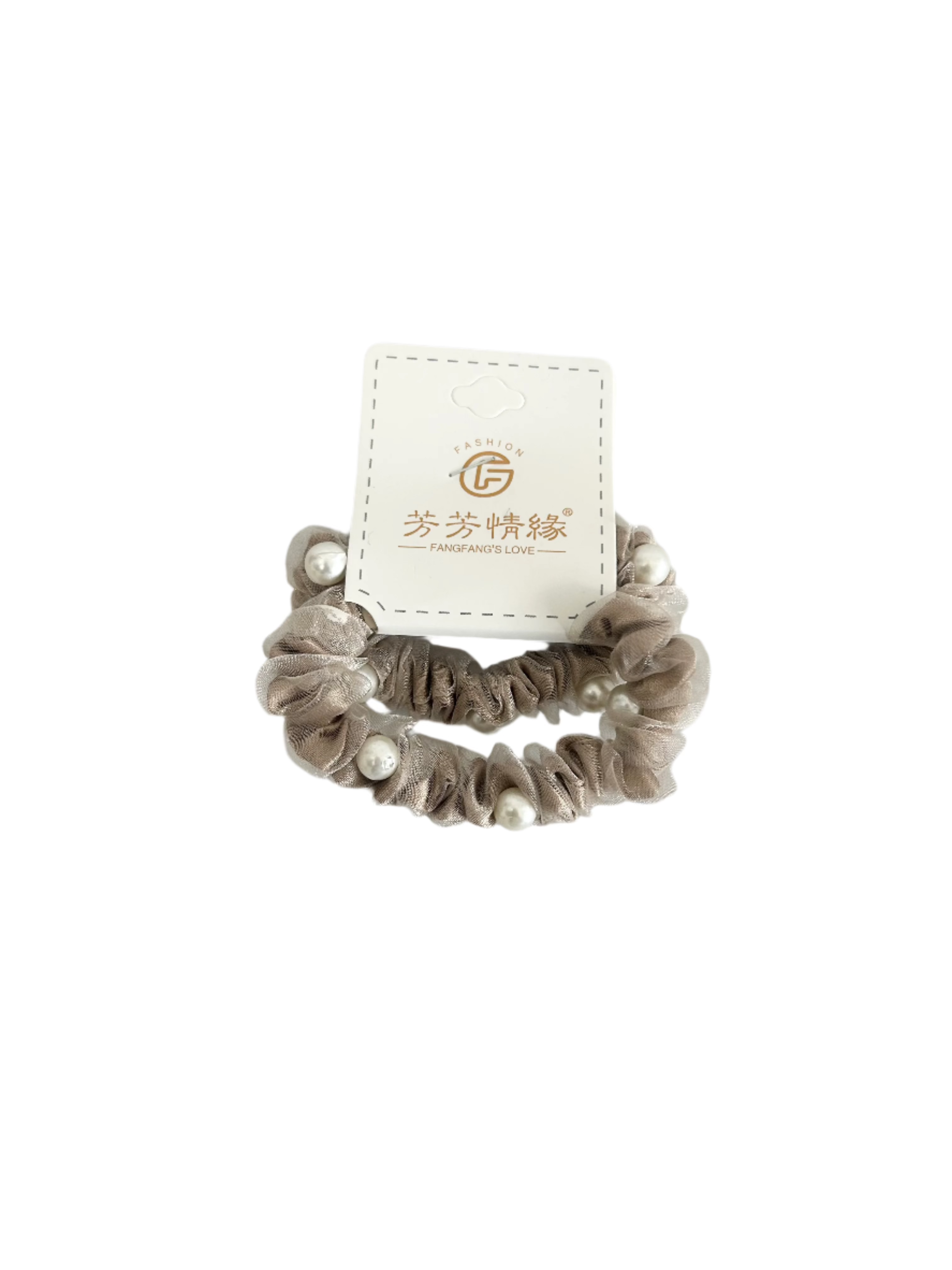 Faux Pearls Meshed 2Pc Hair Scrunchies - Elegant and Stylish Hair Accessories!
