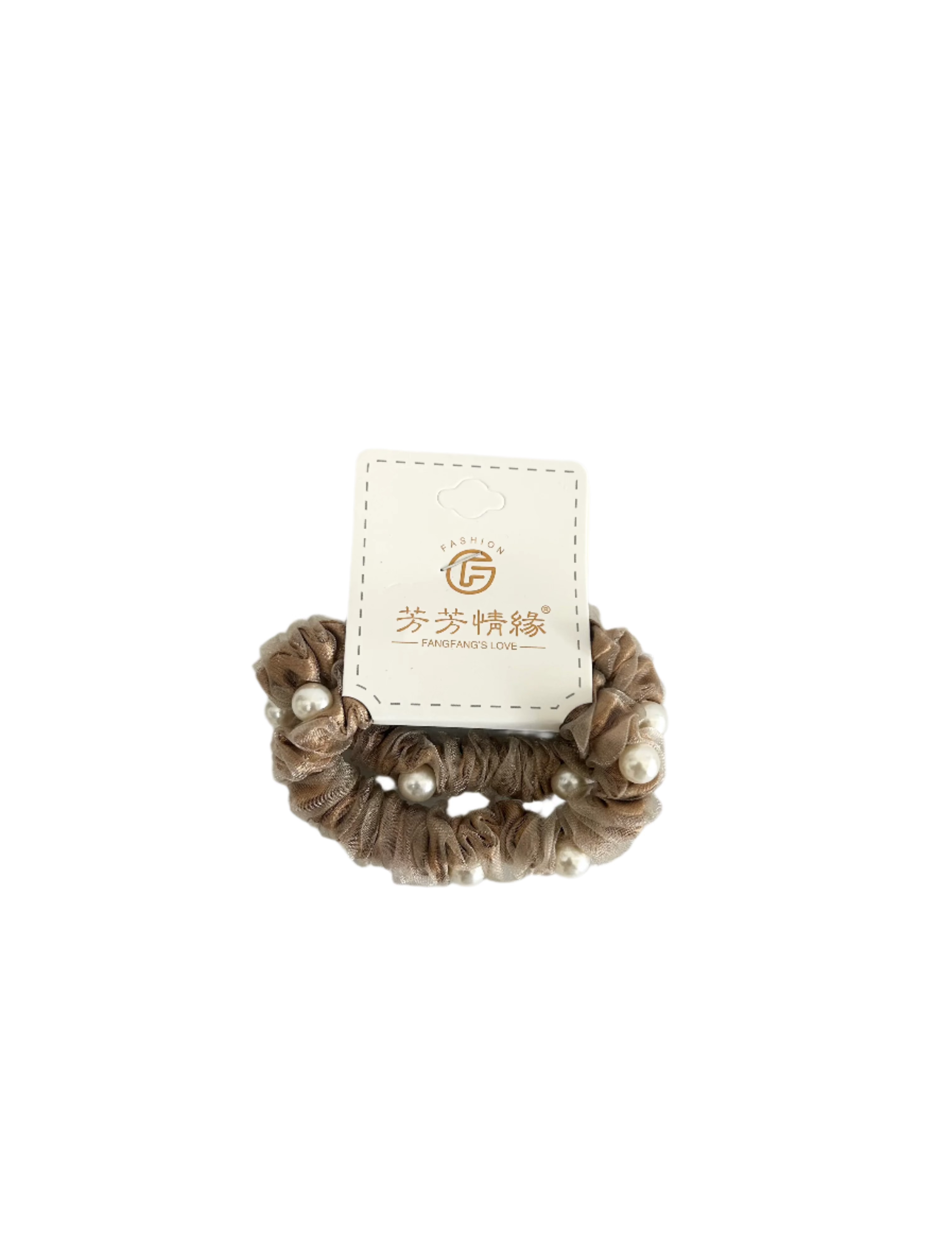 Faux Pearls Meshed 2Pc Hair Scrunchies - Elegant and Stylish Hair Accessories!