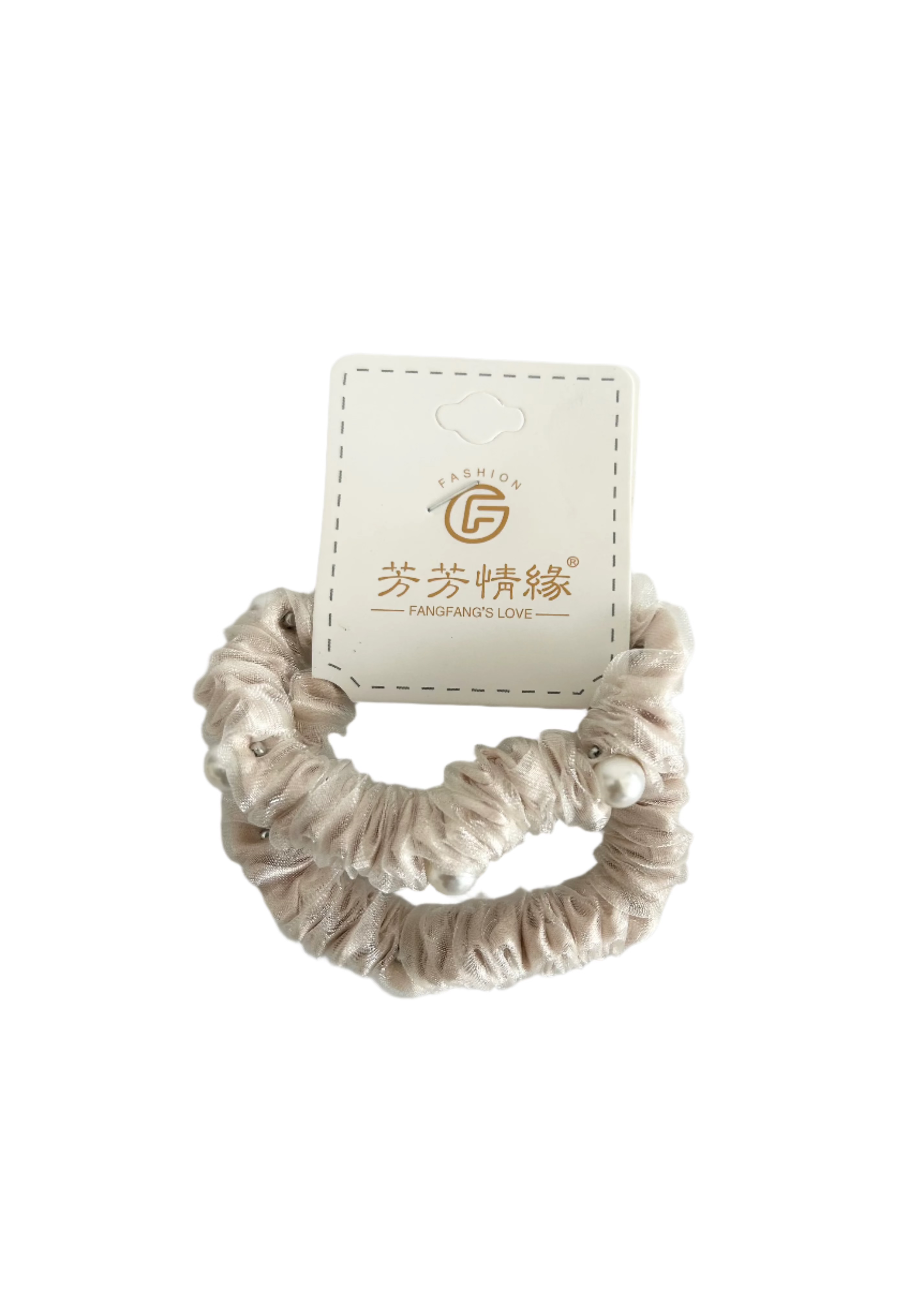 Faux Pearls Meshed 2Pc Hair Scrunchies - Elegant and Stylish Hair Accessories!