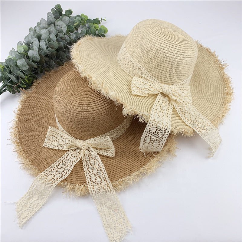 Wide Brim Straw Sun Hat with Bow – Summer Beach Hat