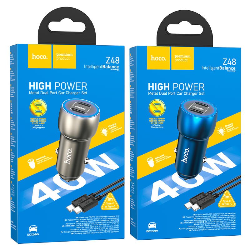 HOCO Car Charger Z48 40W Cable Set Black XD21