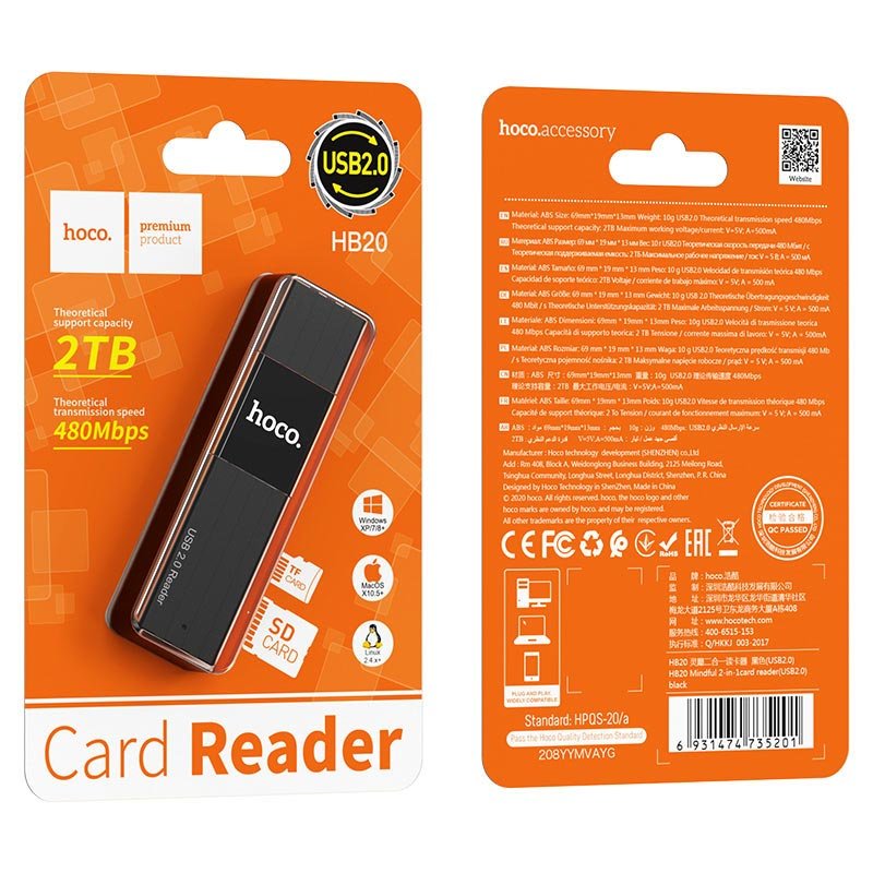 HOCO HB20 2-in-1 USB2.0 / USB3.0 Card Reader XD21