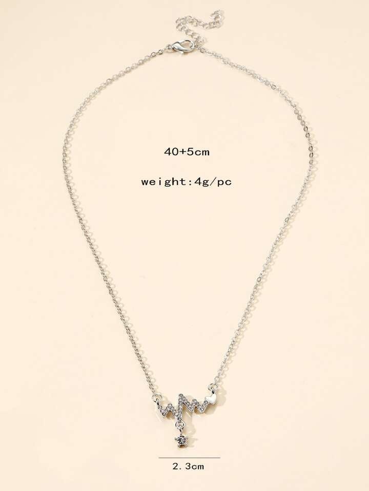Heartbeat Rhinestone Charm Necklace XD21