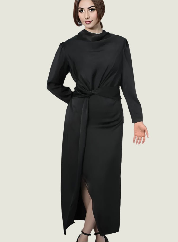 Elegant Satin Twist-Front Midi Dress - Party & Evening Wear